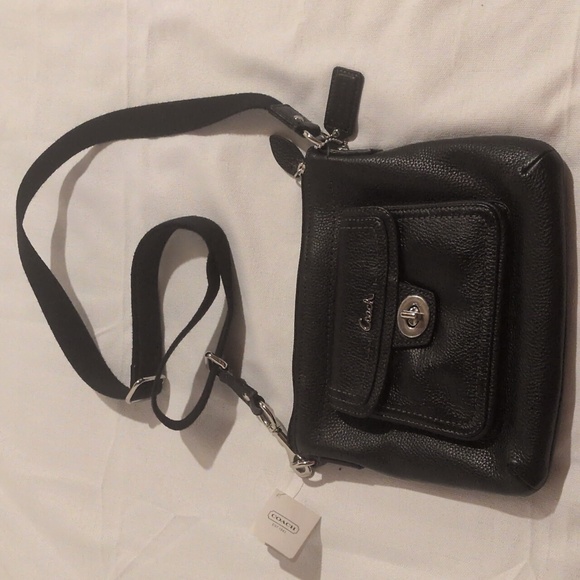 Coach Black Leather Messenger Bag - Picture 1 of 7